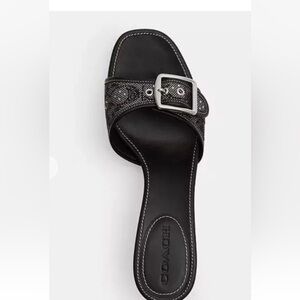 Coach Margo Black Crystal Jacquard Sandal ,8.5 , New